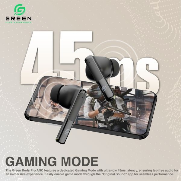 Green Buds Pro ANC (UP to 30 dB) Earbuds | 45 Hours | Quad Mic | App Support | BT Version 5.4 | 45ms Low Latency| IPX5 Water Resistance | ASAP Fast Charging | 13mm Driver For Deep Bass Wireless Earbuds | Type-c Charging - Image 3
