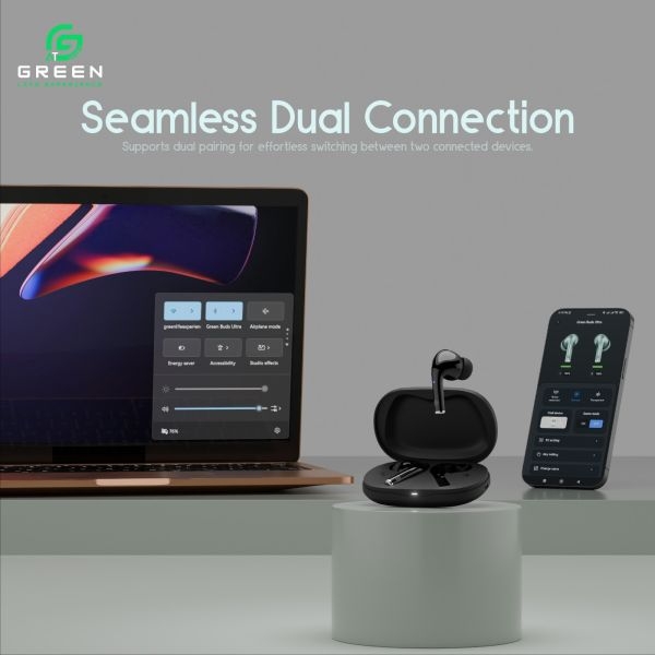 Green Buds Ultra ANC (UP to 32 dB) Earbuds| Dual Devices Connection | 45 Hours | Quad Mic | App Support | BT Version 5.3 | IPX5 Water Resistance | ASAP Fast Charging | 11mm Driver For Deep Bass Wireless Earbuds | Type-c Charging - Image 2