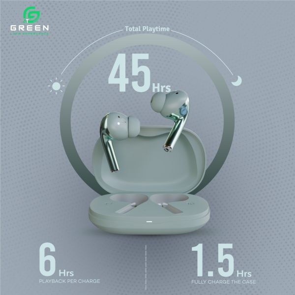 Green Buds Ultra ANC (UP to 32 dB) Earbuds| Dual Devices Connection | 45 Hours | Quad Mic | App Support | BT Version 5.3 | IPX5 Water Resistance | ASAP Fast Charging | 11mm Driver For Deep Bass Wireless Earbuds | Type-c Charging - Image 3