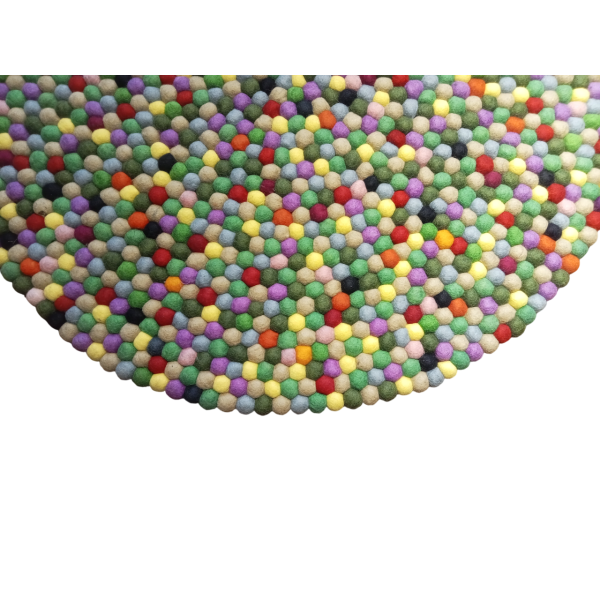 Green Color 100 Cm x 100 Cm Round Felt Ball Carpet For Home/Office - Image 2