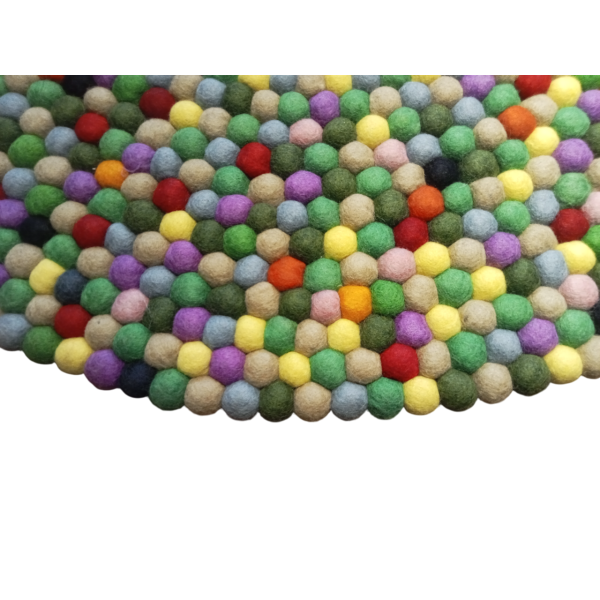 Green Color 100 Cm x 100 Cm Round Felt Ball Carpet For Home/Office - Image 4