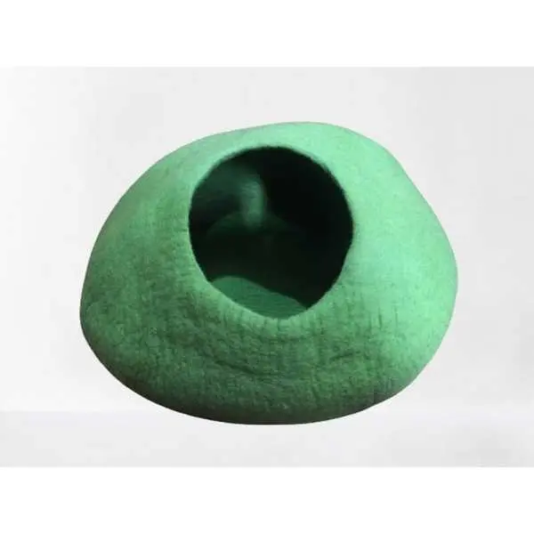 Green Color Felt Cat Cave, Cat Bed, Cat House, Pet Bed, Handmade 100% Wool for Cat & Kitten - Image 2