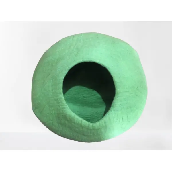 Green Color Felt Cat Cave, Cat Bed, Cat House, Pet Bed, Handmade 100% Wool for Cat & Kitten - Image 4