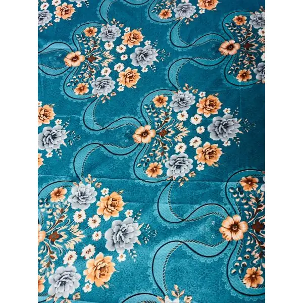 Green Floral Printed King Size Bedsheet With Two Pillow Covers - Image 3