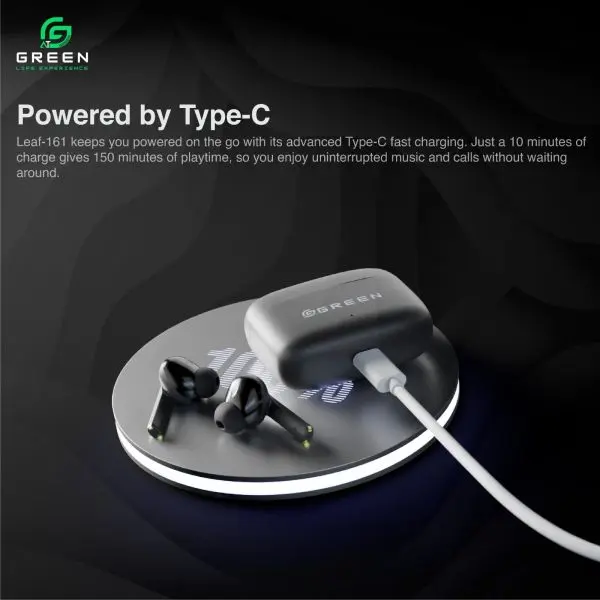 Green Leaf-161 True ENC Wireless Gaming Earbuds |50 Hours | Quad Mic | Dual EQ Modes | BT Version 5.3 | 45ms Low Latency| IPX5 Sweatproof | ASAP Charging 10Mins To 150Mins Playback | Fast Charging | 13mm Driver - Image 4