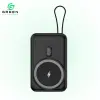Green Mag Booster Powerbank | 10000mAh | Magsafe | 22.5W Super Fast charging | 15W Wireless Fast Charging | Attach Wire | PD input-Output | Digital Display | Lithium-Polymer Battery | Slim & Thinner Pocket-Friendly | Stand & Lanyard | metallic UV Coating