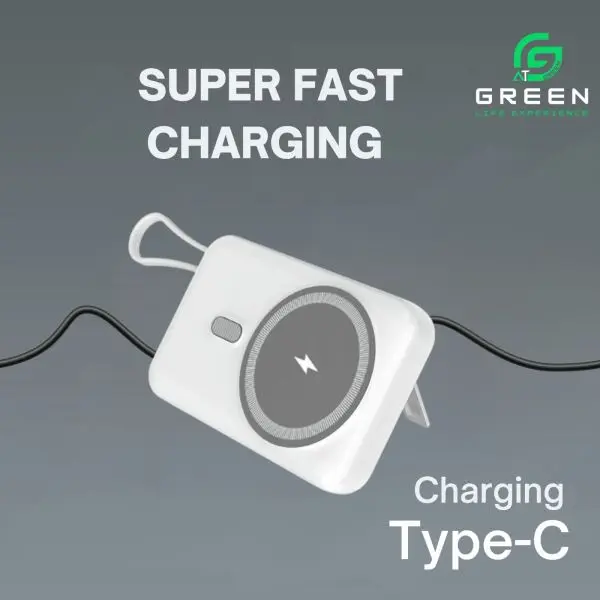 Green Mag Booster Powerbank | 10000mAh | Magsafe | 22.5W Super Fast charging | 15W Wireless Fast Charging | Attach Wire | PD input-Output | Digital Display | Lithium-Polymer Battery | Slim & Thinner Pocket-Friendly | Stand & Lanyard | metallic UV Coating - Image 3
