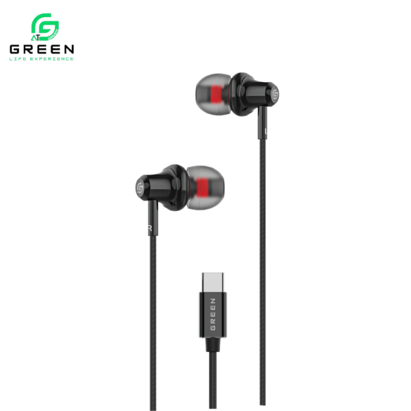 Green Maple-20 Type-c Wired Earphone | High Bass Sound | HD Microphone | 10mm Dynamic Driver | Tangle-Free Tough Wire 120 Cm | Sensitivity:99±3db(At 1khz 0.5ms) | Magnetic Metallic Ear-bud | Play/Pause & Volume Controller | Universal Type-C Compatibility - Image 3