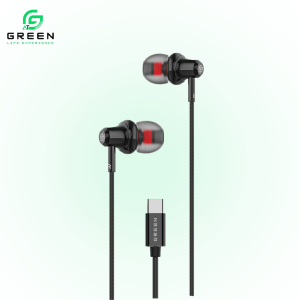 Green Maple-20 Type-c Wired Earphone | High Bass Sound | HD Microphone | 10mm Dynamic Driver | Tangle-Free Tough Wire 120 Cm | Sensitivity:99±3db(At 1khz 0.5ms) | Magnetic Metallic Ear-bud | Play/Pause & Volume Controller | Universal Type-C Compatibility