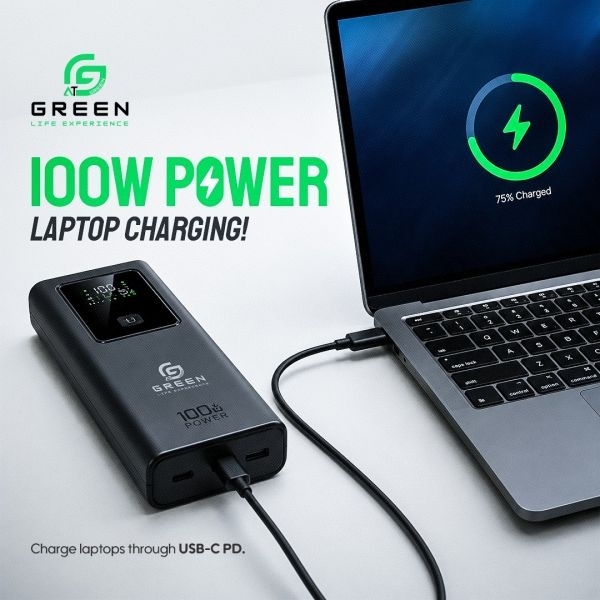 000mAh 100W Power Bank | Laptop Powerbank | PD & QC Fast Charging | Digital Display | 2x USB-C + USB-A Ports | High Capacity Portable Power Bank for Laptop