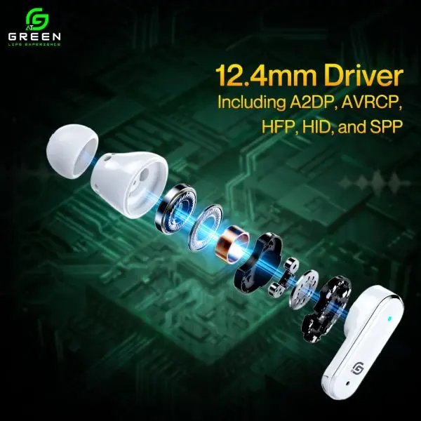 Green Pulse ANC (UP to 32 dB) Earbuds | 40 Hours | Quad Mic | App Support | BT Version 6.0 | 45ms Low Latency| IPX5 Water Resistance | ASAP Fast Charging | 12.4mm Driver For Deep Bass Wireless Earbuds | Type-c Charging - Image 2