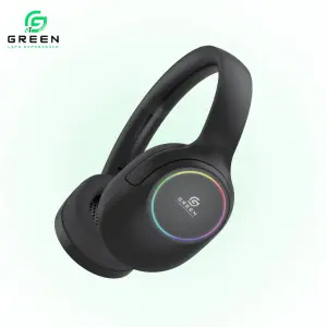 Green Rhythm Headphone | 40mm Driver | Foldable | 20 Hours Playtime | TF Slot | High Definition Sound Quality | Radio Switching | 150 Hours Of Standby Time | RGB Light Effect | 5.3 Bluetooth Version | 6 Months Warranty | Black