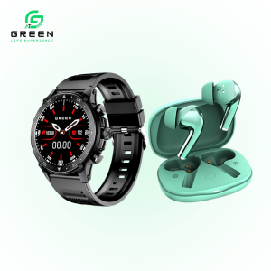 Green Smart Ultra Combo | Vortex Smartwatch + Buds Ultra ANC | 1.43" AMOLED Display | Bluetooth Calling | ANC Up to 32dB | 45H Playtime | Dual Device | 123 Sports Modes | IP67 + IPX5 | 11mm Bass Driver | Type-C Fast Charging | 30 Days Standby