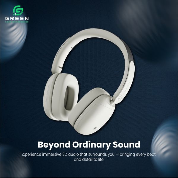 Green Symphony Hybrid ANC Headphone (40-50dB) | 45ms Low Latency | Spatial Audio Technology, 3D Experience | Changeable Cap | Foldable | JL5.4 Bluetooth Version | 100H Playtimes, 80H For ANC | 5 Mic | 1000mAh | 40mm Driver | Ultra-Soft Cushions | IPX4 - Image 4