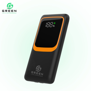 Green Turbo-10 | 10000mAh Fast Powerbank | 22.5W | PD Fast Charging | Attached Wire | Digital Display | Six Months Warranty | QC 3.0 | Two Way Fast Charging | | Double Ports Input | Portable Powerbank | Black& White Colors