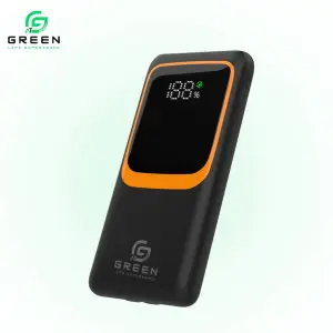 Green Turbo-10 | 10000mAh Fast Powerbank | 22.5W | PD Fast Charging | Attached Wire | Digital Display | Six Months Warranty | QC 3.0 | Two Way Fast Charging | | Double Ports Input | Portable Powerbank | Black& White Colors