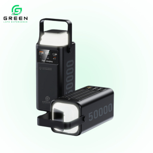 Green Turbo-50 Powerbank |50000mAh PD Fast Charging | Removable Attach Wire | Emergency Flash Light | 22.5W | 4 Output Ports | 3 Input Ports | Two Way PD Fast Charging | Digital Display | QC 3.0 | Lithium polymer Large Capacity Battery | 6 Months Warranty