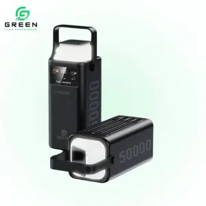 Green Turbo-50 Powerbank |50000mAh PD Fast Charging | Removable Attach Wire | Emergency Flash Light | 22.5W | 4 Output Ports | 3 Input Ports | Two Way PD Fast Charging | Digital Display | QC 3.0 | Lithium polymer Large Capacity Battery | 6 Months Warranty