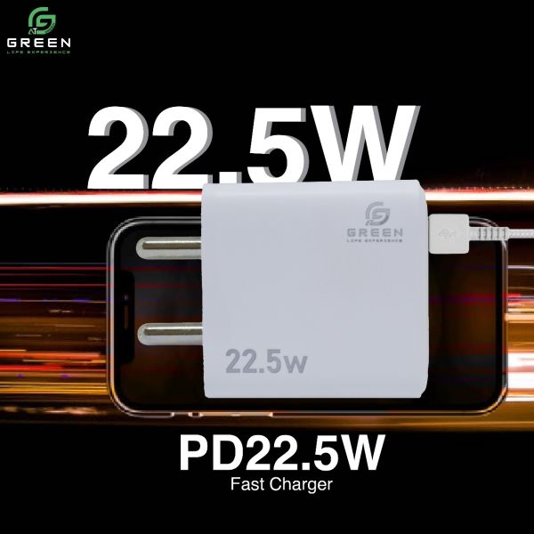 Green UV-22.5 Charger | 22.5W Fast charger | Auto ID LED Indicators | QC3.0 Power Adapter & 100CM USB Data Cable For Android Micro & Type-c Charging | WARP | VOOC | Rapid | Flash | Dash | DART | Multiple Fast Charging Technologies | 6 Months Warranty - Image 3