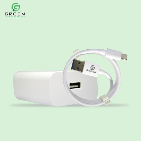 Green UV-65 Charger | 65W Flash charger | QC3.0 Power Adapter & 100CM USB To Type-c Data Cable For Android | WARP Charging | Flash Charging | Super VOOC | Dash Charging | DART Charging | Super DART Charging | 1 Year Warranty || White Color - Image 5
