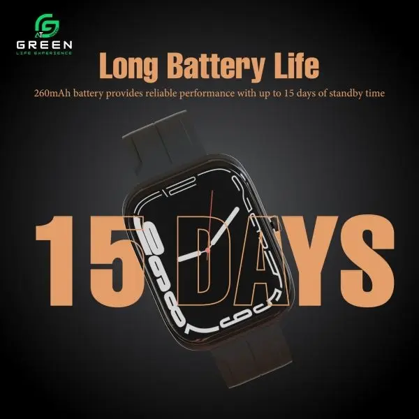 Green vision Fit metallic Smartwatch | 2.04" Super Amoled Display | Bluetooth Calling | IP68 Water Resistance | 100+ Sport mode | Nepali Language | Bluetooth V5.2 | 260mAh Battery Capacity | 15 Days Standby | Black& Sliver Colors| AOD | 1 Year Warranty - Image 2