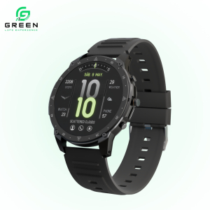 Green Vortex Metallic Fitness Smartwatch | 1.43" Super AMOLED Display | Bluetooth Calling | IP67 Water Resistance | 123 Sports Modes | Luxury Sporty Design | BLE3.0 + 5.3 BT Version | 380Mah Battery | Low-Power Consumption Mode| 30 Days Stand By Back Up