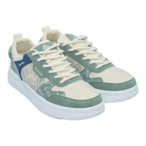 Green/Brown Color Synthetic Round Toe Lace-Up Closure Medium Width Casual Sneakers For Men (Travis 22-88)