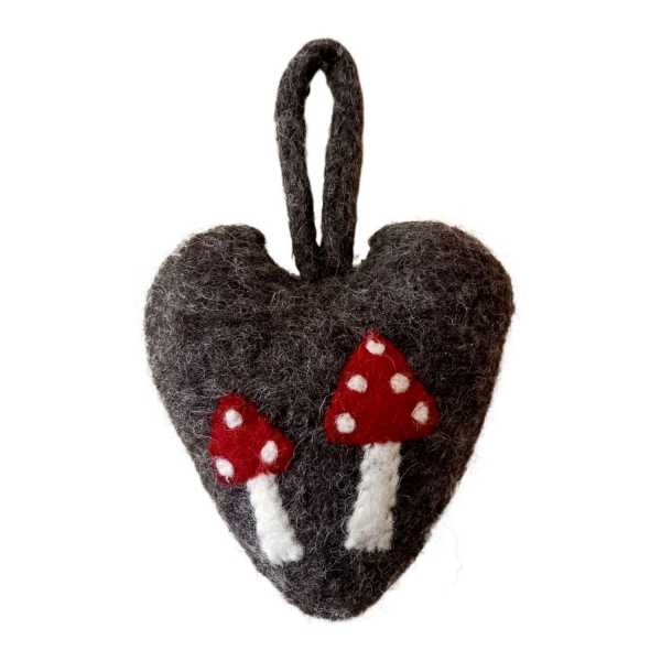 Grey Color Felt Handmade Heart Ornament, Home Décor, Christmas Décor - Image 2