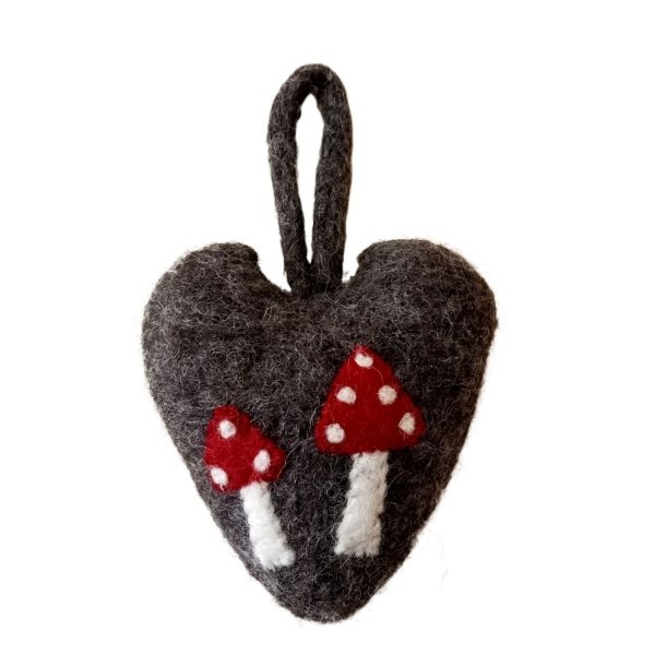 Grey Color Felt Handmade Heart Ornament, Home Décor, Christmas Décor - Image 4