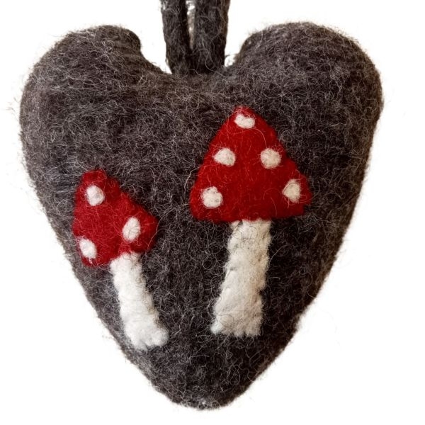 Grey Color Felt Handmade Heart Ornament, Home Décor, Christmas Décor - Image 5