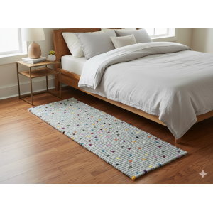 Grey With Multy Color 60 Cm x 180 Cm Felt Ball Carpet for Home/Office/Yoga Mat