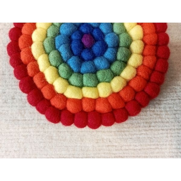 Hand Felted 14 Cm x 14 Cm Round Trivet-A Cozy Touch to your Table - Image 2