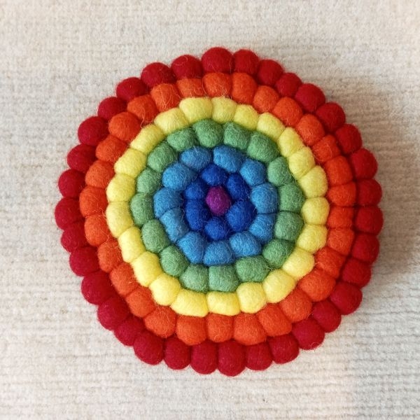 Hand Felted 14 Cm x 14 Cm Round Trivet-A Cozy Touch to your Table - Image 3