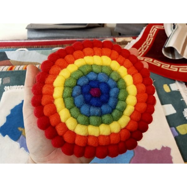 Hand Felted 14 Cm x 14 Cm Round Trivet-A Cozy Touch to your Table - Image 4