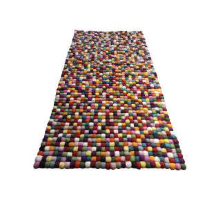 Hand felted Multicolor Felt Ball Carpet - 60cm x 120cm, Brand New Rectangular Design for Home & Office