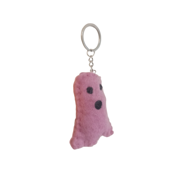 Hand-Felted Nepali Key Chain in Vibrant Pink - Image 2