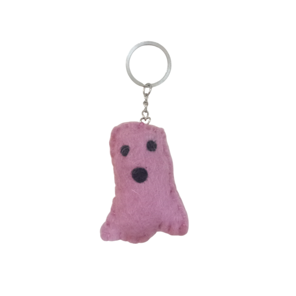 Hand-Felted Nepali Key Chain in Vibrant Pink - Image 4
