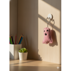 Hand-Felted Nepali Key Chain in Vibrant Pink
