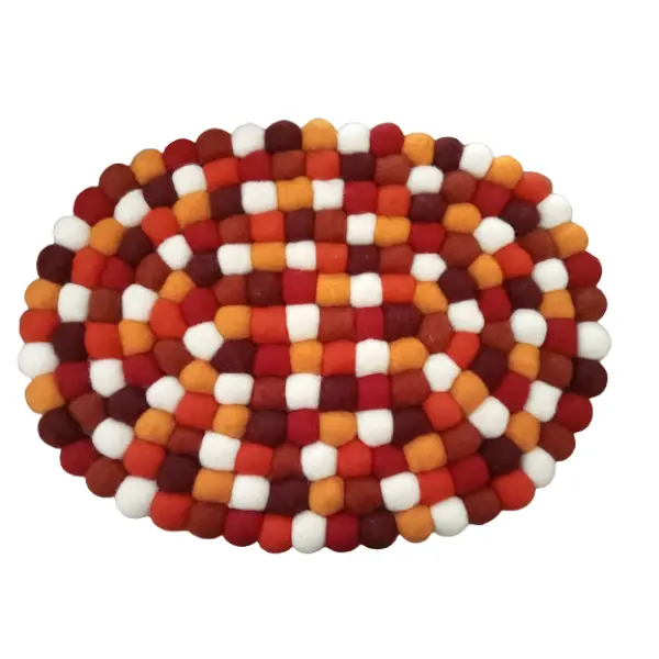 Hand-Felted Nepali Wool Ball Mat – Oval for Laptop/iPad - Image 3