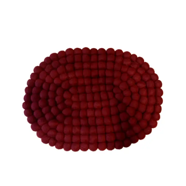 Hand-Felted Nepali Wool Ball Mat – Oval for Laptop/iPad - Image 4
