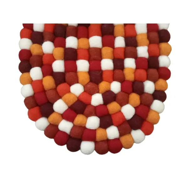 Hand-Felted Nepali Wool Ball Mat – Oval for Laptop/iPad - Image 5