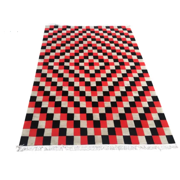 Hand-Knot Red Nepali Carpet: Modern Design, 60 Knots, 170x240 Cm - Image 2
