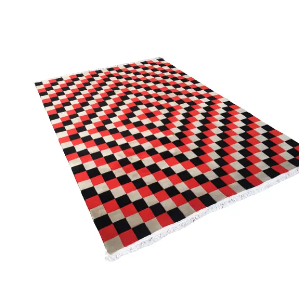 Hand-Knot Red Nepali Carpet: Modern Design, 60 Knots, 170x240 Cm - Image 3