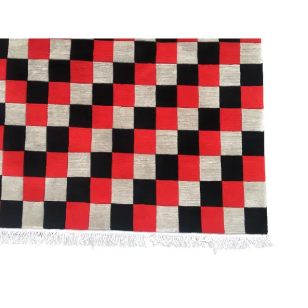 Hand-Knot Red Nepali Carpet: Modern Design, 60 Knots, 170x240 Cm - Image 4