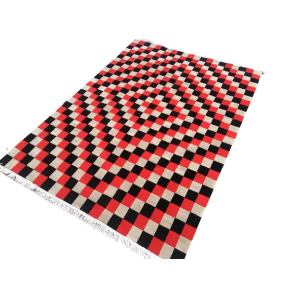 Hand-Knot Red Nepali Carpet: Modern Design, 60 Knots, 170x240 Cm - Image 5