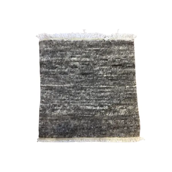 Hand-Knotted Nepali Woolen Carpet - Grey, 60-Knot, 60x60 cm Small Rug - Image 2