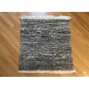 Hand-Knotted Nepali Woolen Carpet - Grey, 60-Knot, 60x60 cm Small Rug