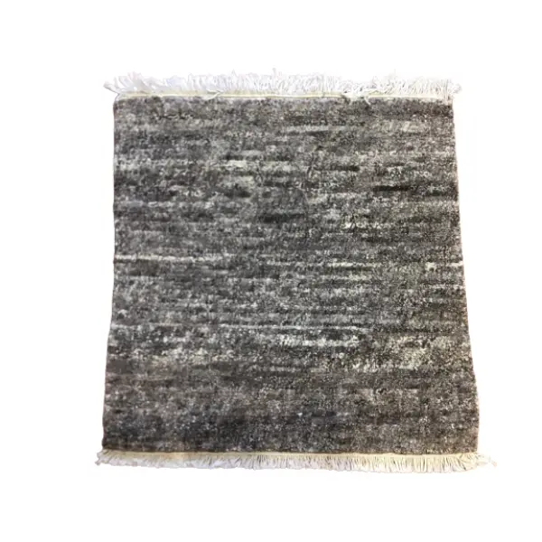 Hand-Knotted Nepali Woolen Carpet - Grey, 60-Knot, 60x60 cm Small Rug - Image 5