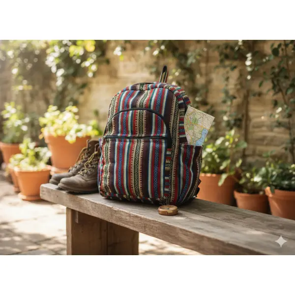 Handcrafted Cotton Blend Backpack for Timeless Unisex Style - Image 5
