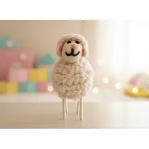 Handcrafted Eco-Friendly Wool Sheep Decoration - 100% New Zealand Wool, Made in Nepal